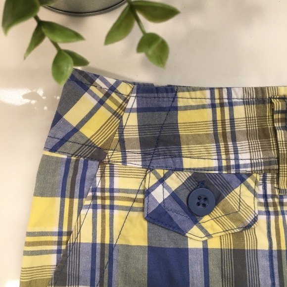 Piper & Blue Plaid Shorts Blue/Yellow - Picture 4 of 6